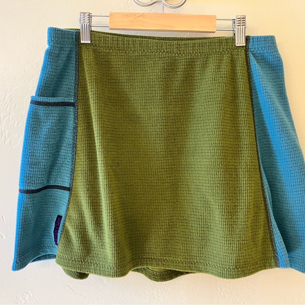 Melly skirt! Large Melanzana Micro Grid Skirt, blue and green